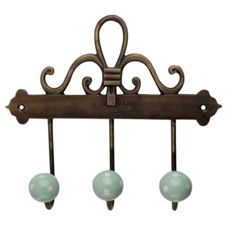 Sage Green White Dot Ceramic Iron Hooks
